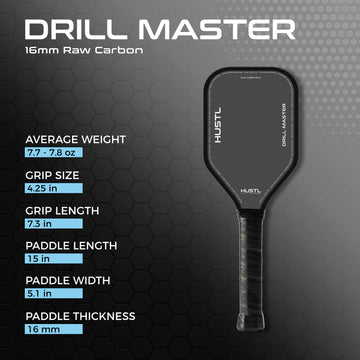 HUSTL Drill Master 16mm Raw Carbon Training Paddle
